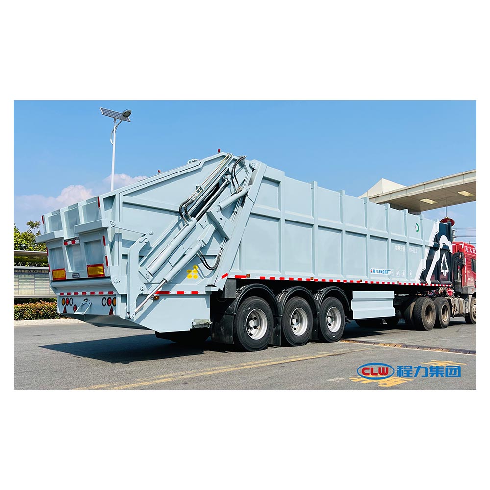 A double deck semi trailer loaded on a highway